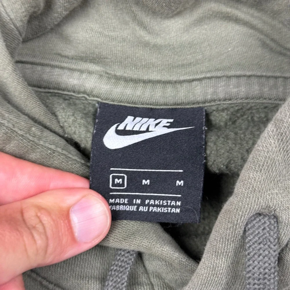 Nike Hoodie Sweatshirt Men Medium Green Club Fleece Sportswear Casual Faded